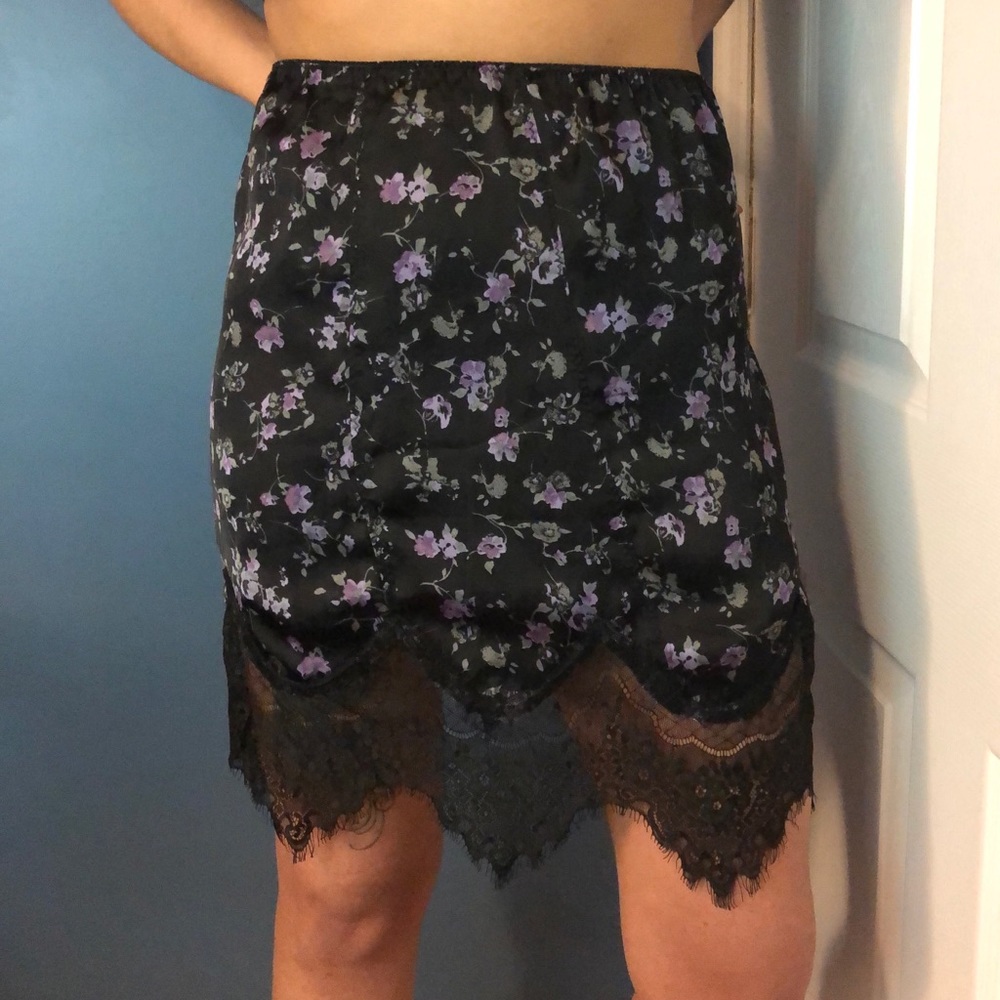 SOLD Free People Satin Skirt w. Lace Trim